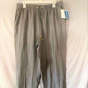 WOMANS LINEN PANTS GRAY BRAND NEW SIZE M